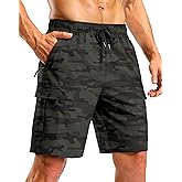 Pudolla Men's Hiking Cargo Shorts with 5 Pockets Lightweight 9" Outdoor Work Casual Shorts for Men Travel Fishing