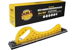 Dura-Gold Pro Series Longboard Hand Sanding File Sander Block - Hook & Loop Backing and PSA Backing Conversion Adapter Pad, Clip-On Sandpaper, Continuous Rolls, PSA Sheets, Sand Auto Paint Woodworking