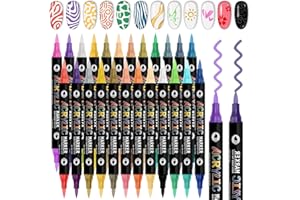 48 Colors Nail Art Pens Set 3D Acrylic Paint Nail Art Quick-Drying, EBANKU Nail Point Dotting Liner Pen Sets for Home & Salon Nail DIY, 24 Count Dual-Tip Nail Pens