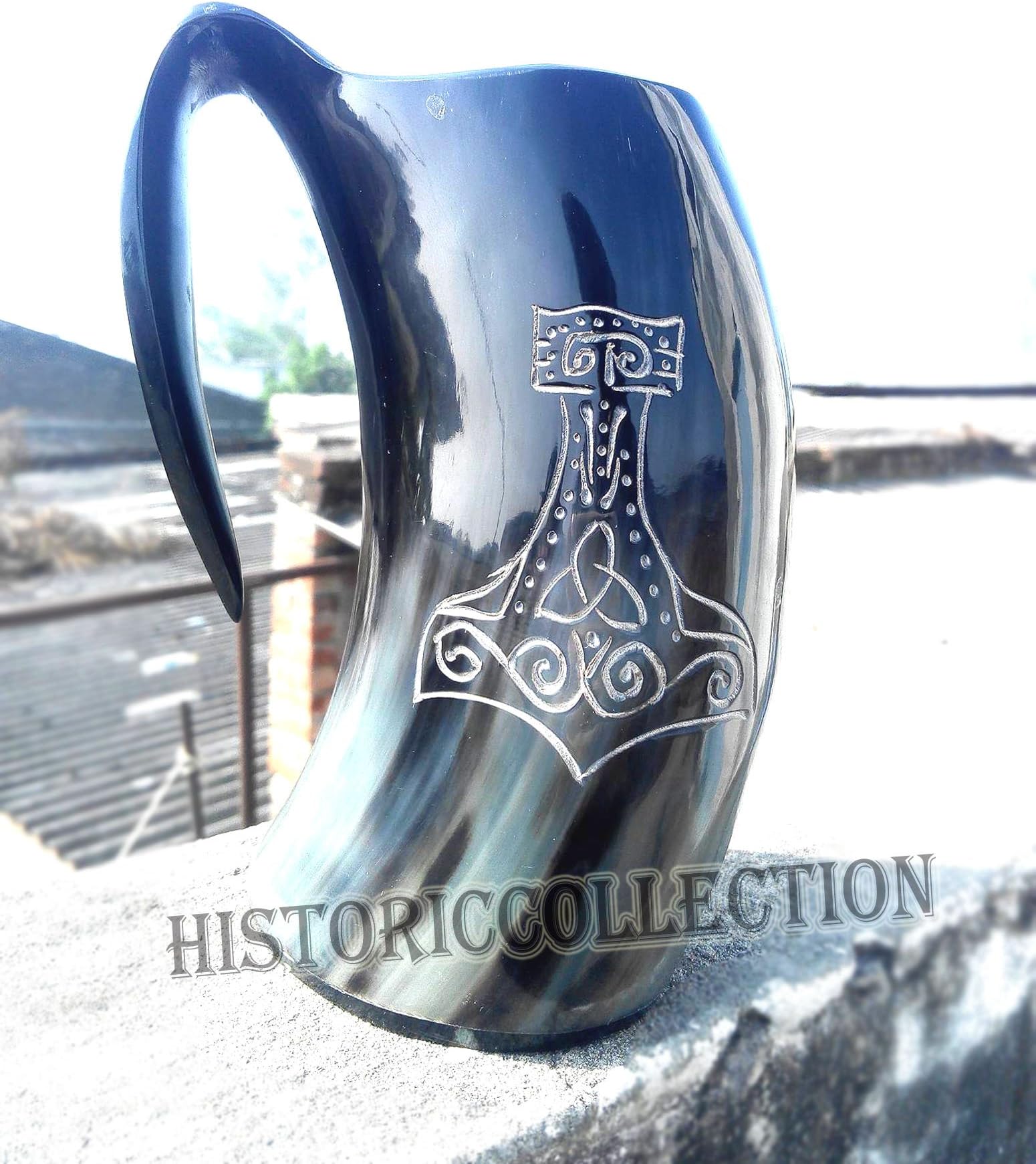 Horn Thor Hand Engraved Handcrafted Game of Thrones style Drinking Mug Viking Beer Tankard/ Wine Mug