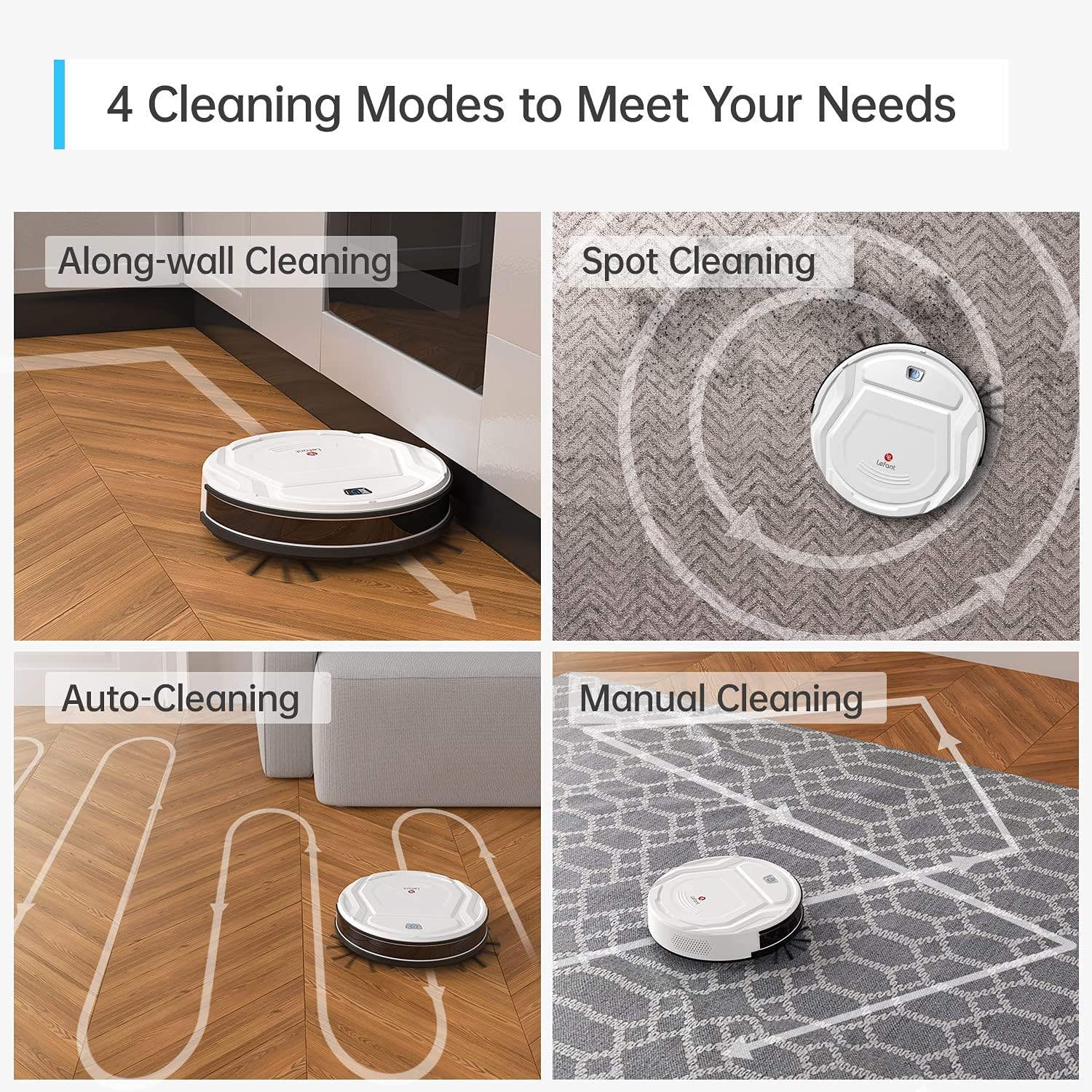Lefant M210 Robot Vacuum Cleaner, 1800Pa Strong Suction, Slim, Quiet, Automatic Self-Charging Robotic Vacuum, Wi-Fi/App/Alexa/Remote Control, Ideal for Pet Hair Hard Floor and Low Pile Carpet -