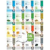 DERMAL 16 Collagen Korean Essence Sheet Mask Variety Pack, Aloe Cica &amp; More | 16 different essence masks - collagen, hyaluronic, vitamin, aloe, green tea, pearl &amp; more; 23g each, individually wrapped