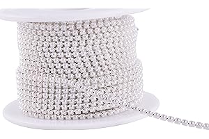 KAOYOO 10 Yards 2MM Crystal Rhinestone Close Chain Trim for Sewing Crafts,DIY Decoration