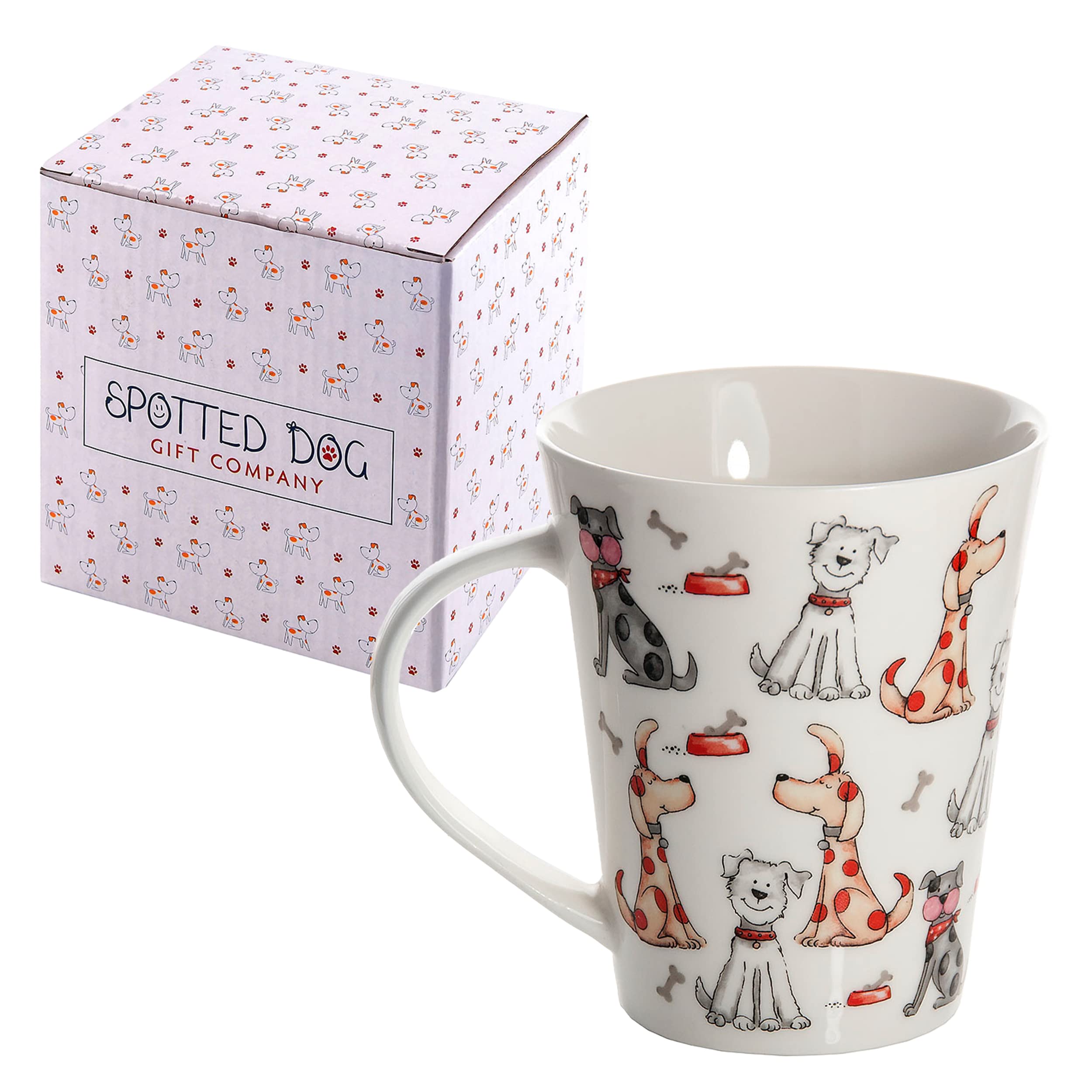 SPOTTED DOG GIFT COMPANY Dog Mug, Ceramic Porcelain China Mug Cup for Coffee Tea & Hot Drinks, Dishwasher & Microwave Safe, Cute Dog Gifts for Women Men & Kids - 360ml (12.2oz)