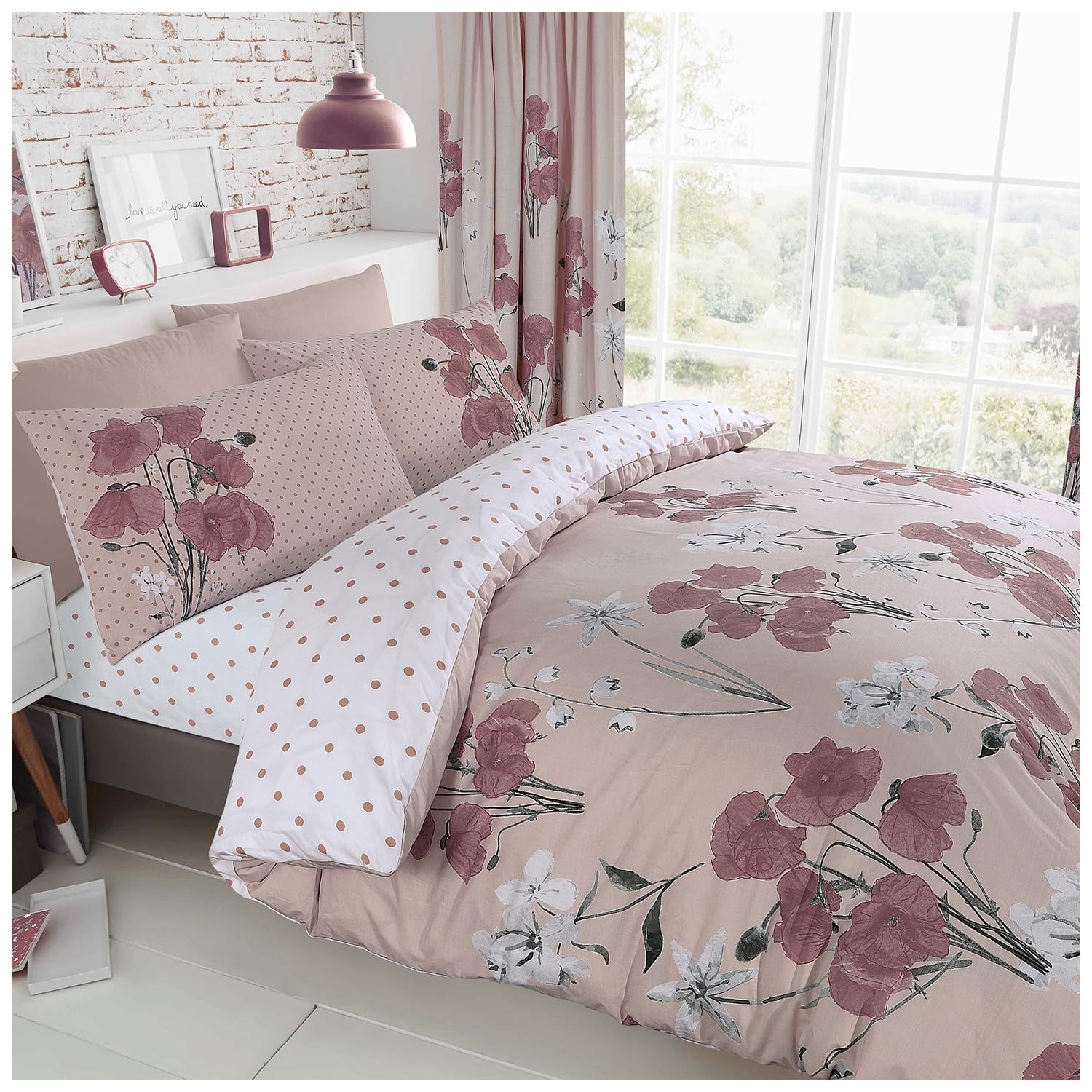 GC GAVENO CAVAILIA Easy Care Blossom Bedding Double Bed Set, Washable Botanical Duvet Cover Sets, Breathable Quilt Covers, Blush Pink, 724421 — image 1