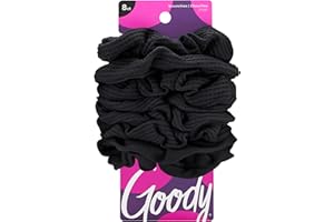 Goody Ouchless Scrunchies, 8 Count Black, Perfect Stocking Stuffer & Holiday Gift for Women & Girls, Gentle No-Damage Hair Accessories with Secure Hold, Soft & Stretchy Fabric for All Hair Types