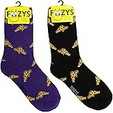 Foozys Women’s Crew Socks | Cute Fun Food Pepperoni Pizza Slice Novelty Socks | 2 Pairs
