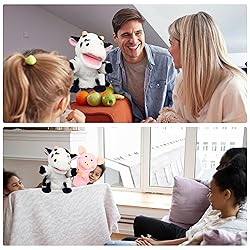 Easfan Cow Hand Puppet with Movable Mouth
