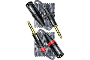 SNANSHI 1/4 Inch TRS to XLR Male Cable 6.6ft (2-Pack) - Balanced 6.35mm to XLR Male Interconnect Cord for Studio Monitors, Sp