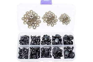 ARTCXC 1Box(125pcs) 5Size Solid Black Plastic Oval Shape Nose DIY Safety Nose Crafts with Washers for DIY Doll Toys Puppet Plush Animal Making