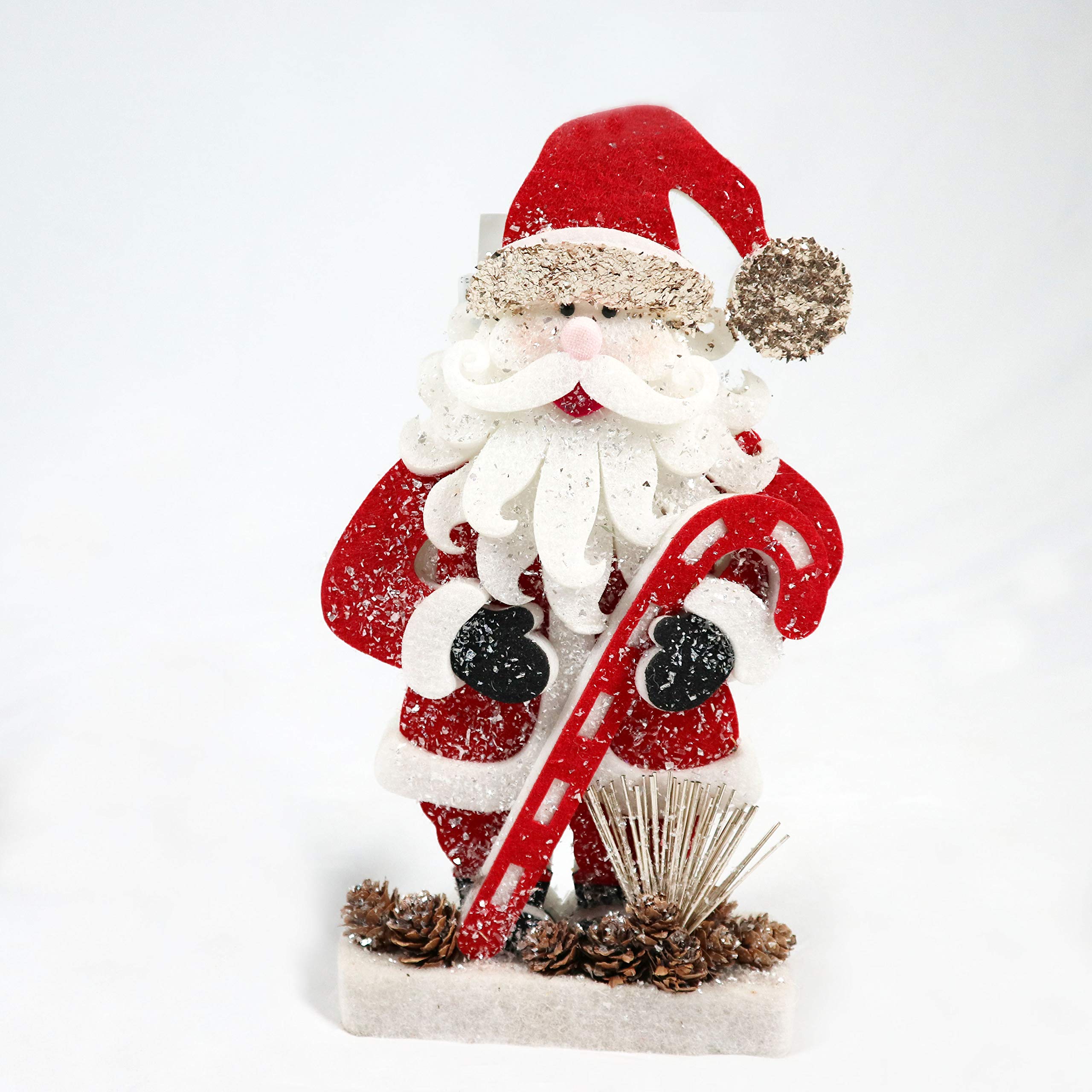 32cm Santa Christmas Tabletop Figures Window Wall Door Holiday Home Xmas Glitter Foam Showpiece Decorations, Red