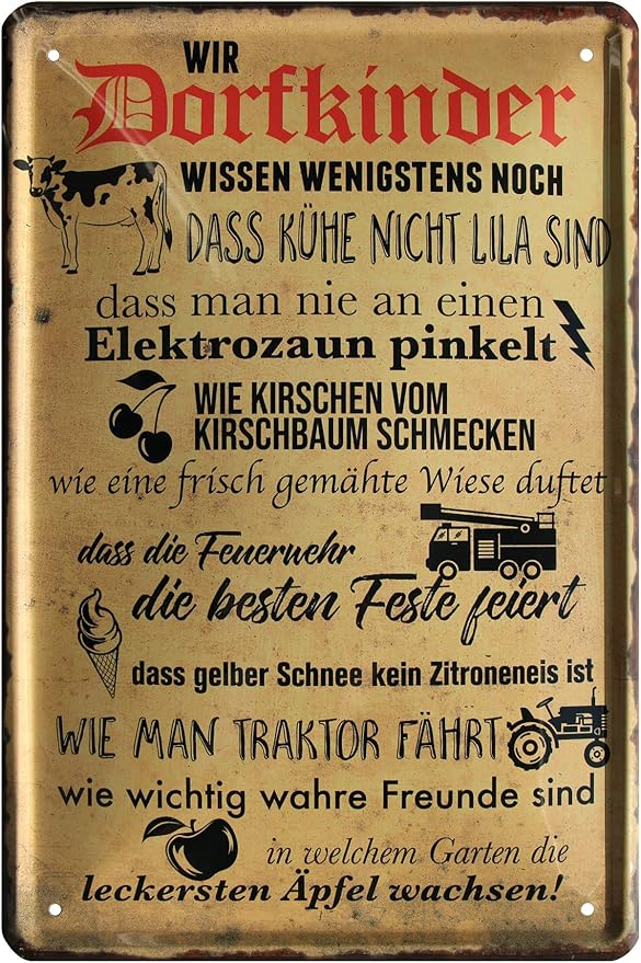 Dorfkinder Wissen Noch Dass Kuhe Nicht Lila Sind 20x30 Spruch Blechschild 720 Amazon De Kuche Haushalt
