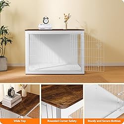 DWANTON Dog Crate Furniture with Cushion, Wooden
