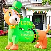 DomKom St. Patricks Day Inflatable Decorations, 4ft Cute Dog Dachshund Blow Up Lucky Day Décor Built-in LED Lights Carrying Good Luck Shamrock for Outdoor Holiday Party Lawn Yard Garden Patio