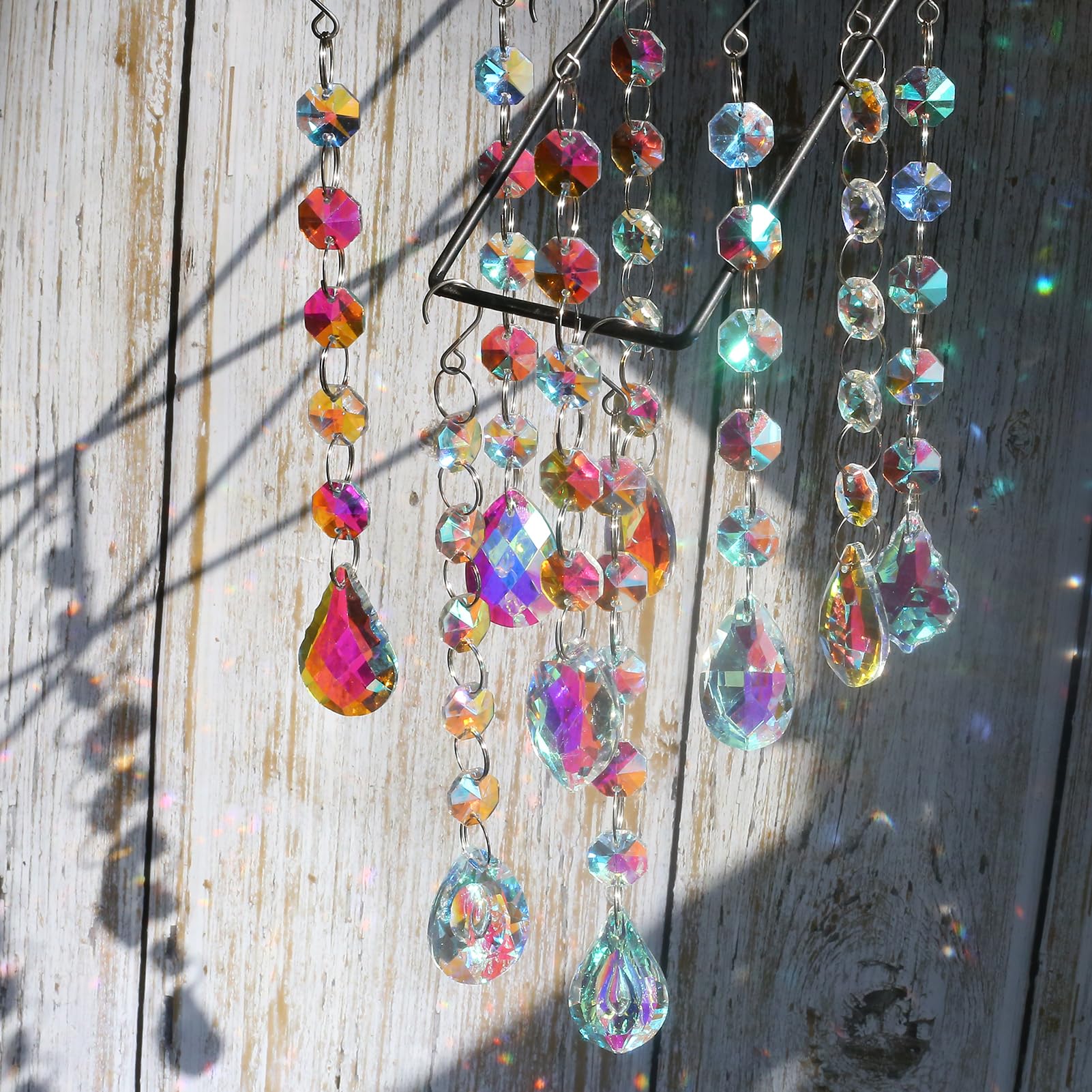 HERZWILD 9pcs DIY Crystal Suncatcher Window Hanging Crystal Suncatchers, Crystal Decoration for the Garden (A-Mix)