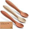 KeaBabies Silicone Baby Spoons, Self Feeding 6-12 months - 3-Pack Baby Weaning Eating Utensils,Toddler First Food Training Spoon,Infant,Kids Feeding Supplies Essential Set,Dishwasher-safe (Terracotta)