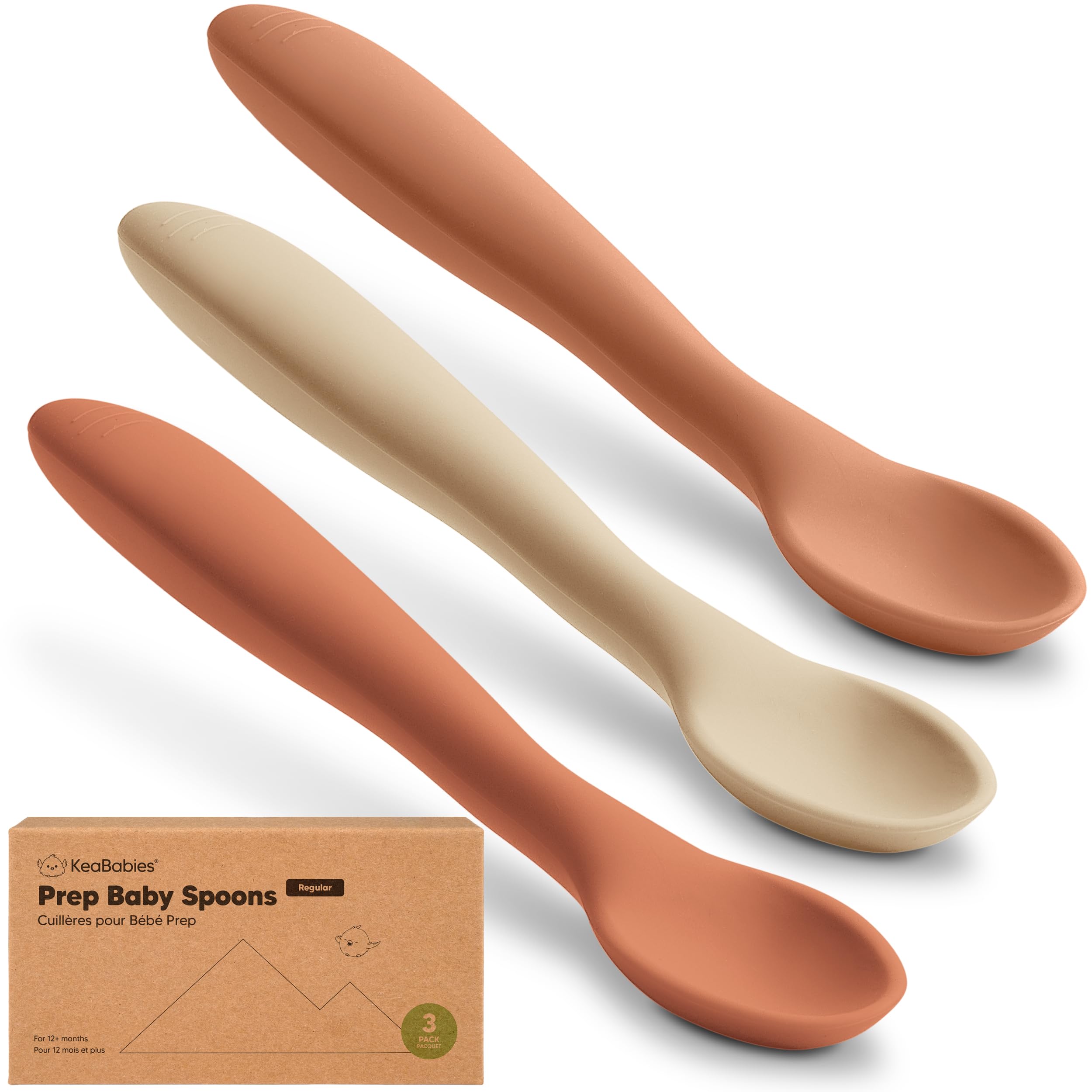 Photo 1 of KeaBabies Silicone Baby Spoons, Self Feeding 6-12 months - 3-Pack Baby Weaning Eating Utensils,Toddler First Food Training Spoon,Infant,Kids Feeding Supplies Essential Set,Dishwasher-safe (Terracotta)