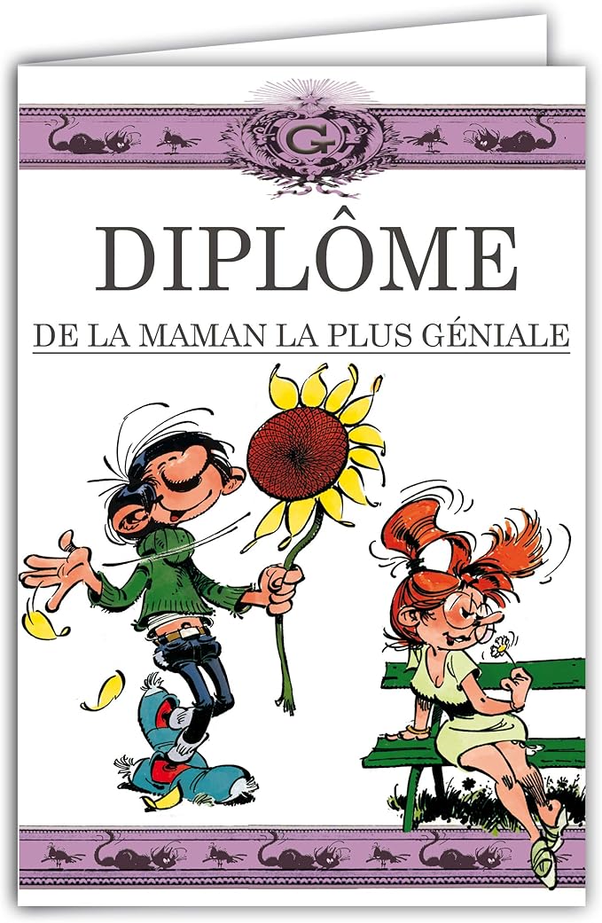 Papeterie Pour Anniversaire Ou Fete Des Meres Mlle Mademoiselle Jeanne Tournesol Je Taime Gaston Lagaffe Carte Double Avec Enveloppe Diplome De La Maman La Plus Geniale Fournitures De Bureau Groupisd Com
