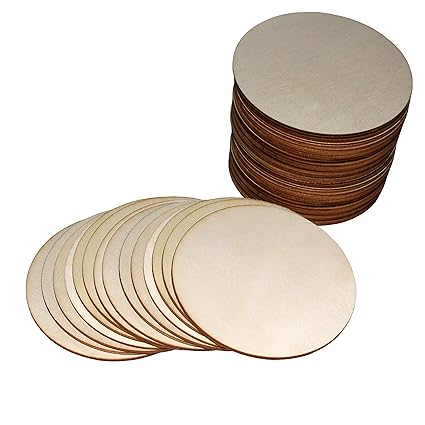 Runde Naturholzscheiben (25er Set) - 10cm Unvollendete Runde Holzscheibe mit 2mm Dicke - Baumscheiben - Flache Holzplättchen 