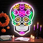 Skull Neon Sign,Halloween LED Sign,Neon Signs for Wall Decor,10 Adjustable Brightness Halloween Neon Signs, Neon Sign For Party,Bedroom Wall Decor,Home Wall,Party Light Decoration
