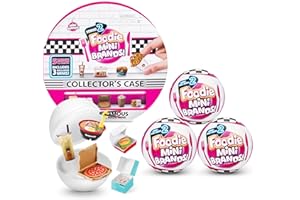5 SURPRISE Mini Brands Mini Foodies Series 2 Collector Kit (3 Pack + Collector Case) by ZURU, Mystery Capsule Real Miniature Brands Collectable Toy, Collectibles, Fast Food Toys and Shopping Accessories