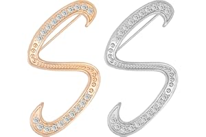 CINFAC 2PCS letter brooch pins for women fashion 26 letters A~Z Gold silver rhinestone men Women's alphabet initial brooches pin for clothing Christmas stockings bulk