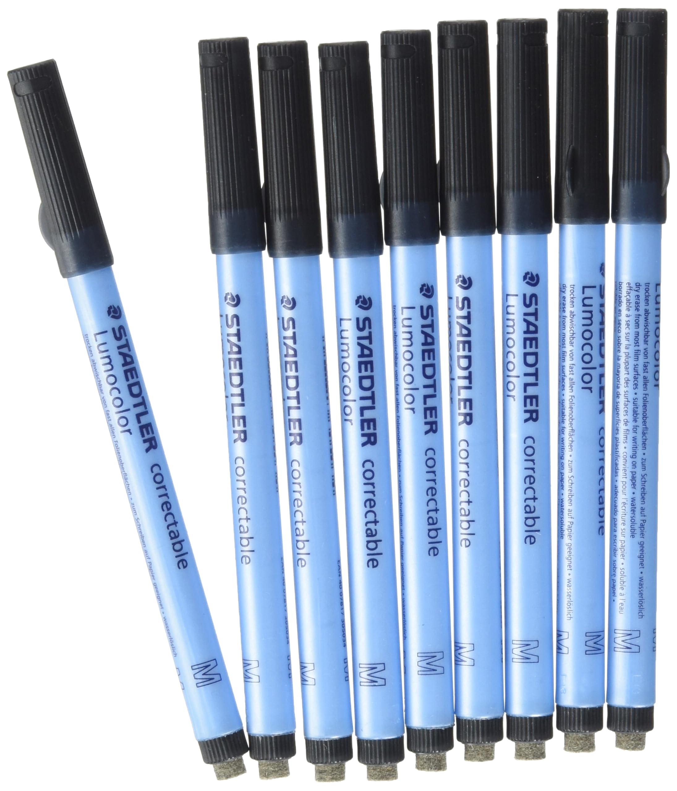 STAEDTLER Lumocolor correctable Pen, Medium, Pack of 10 Black, 305 M-9 VE