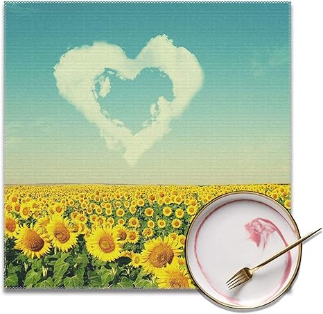 Amazon ランチョンマット ひまわり ハート形 アニメ 4枚セット プレースマット 食事マット テーブルマット 防汚 断熱 耐える おしゃれ 北欧 水洗いok 飾り 家庭用 レストラン用 雰囲気アップ 大きめ 30x30cm ランチョンマット オンライン通販