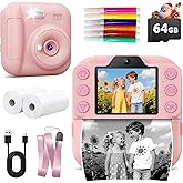 Coxlame Kids Camera Instant Print, Toddler Toys Christmas Birthday Gifts for Girls Boys, Portable Digital Camera 64GB SD Card, Kid Toy for Ages 3-12 Girl Xmas Gift for 3 4 5 6 7 8 9 10 Year Old (Pink)