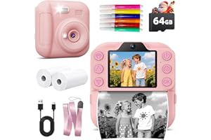 Coxlame Kids Camera Instant Print, Toddler Toys Christmas Birthday Gifts for Girls Boys, Portable Digital Camera 64GB SD Card, Kid Toy for Ages 3-12 Girl Xmas Gift for 3 4 5 6 7 8 9 10 Year Old, Pink