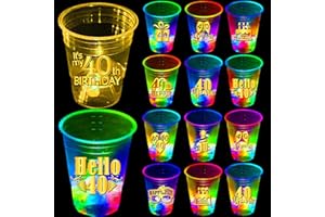 mishunyus 40th Birthday Party Cups 24 Pack - Plastic Drinking Cups with Gold Foil Prints, Table Decorations Centerpiece Supplies for 40 Year Old Anniversary (16 oz)