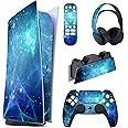 PlayVital Blue Nebula Full Set Skin Decal for ps5 Console Digital Edition, Sticker Vinyl Decal Cover for ps5 Controller & Charging Station & Headset & Media Remote