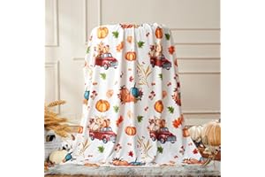 Cloele Fall Blanket Autumn Pumpkin Truck Fuzzy Blanket - Thanksgiving Decor Fall Throw Blanket Halloween Pumpkin Flannel Throw Blanket for Living Room Couch Bed Chair Dorm (50" x 60")