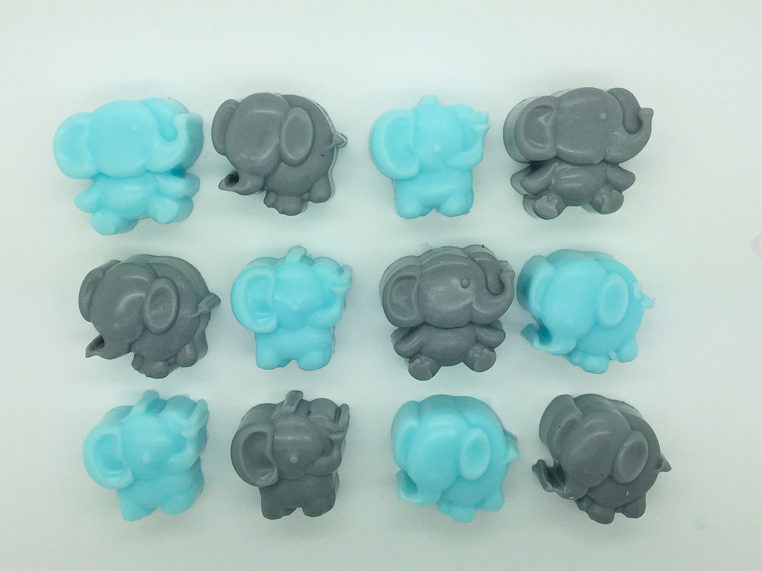 Rainbow Sensation 40 x Mini Elephant Soaps - Scented - Baby Shower Game Prize Christening Favours (Blue & Grey)