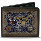 Nickelodeon Wallet, Bifold, Avatar Elements Map with Icons and Title Logo Browns, Vegan Leather