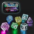 FONVGOGO Wireless Light Up Dice Set D&D RGB for Dungeons and Dragons,Cool LED DND Dice with Charging Box Rechargeable 7 Color Polyhedral Role Playing Dice for DND Gifts RPG(Astral Shard Black)
