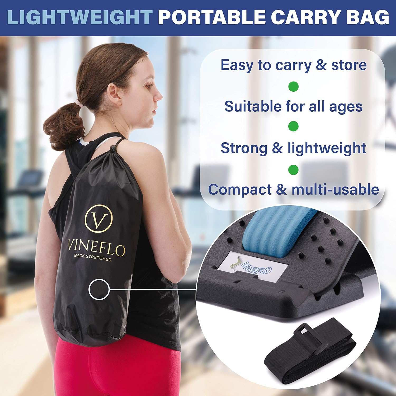 Vineflo Back Stretcher - Lower & Upper Back Massager for Spinal Pain Relief Posture Support, Blue - Image 5