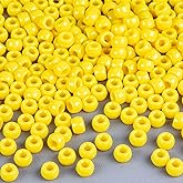 Sukh 1000+ Pcs Pony Beads - 6x9mm Lemon Yellow Pony Beads Bulk for Bracelets Necklace Hair Bead Braids Key Chain Making Plastic Bead DIY Project Crafts Ornaments Decorations