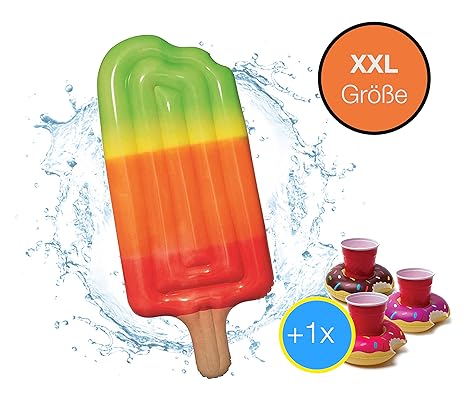 TK Gruppe Timo Klingler XXL Aufblasbar EIS am Stiel - Coole, Trendige Luftmatratze Schwimmbrett Schwimminsel für Pool, Wasser