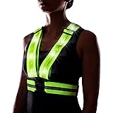 SJ Ultra LED Reflective Vest for Running or Cycling USB Rechargeable, High Visibility Safety Vest for Construction (Neon)