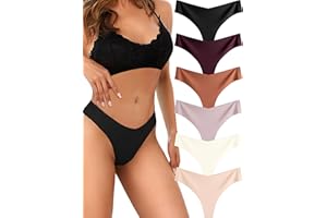 READY TO LOVE Underwear Womens Seamless Underwear Thongs for Women Sexy No Show V-Waisted Ladies Tangas Panties 6 Pack