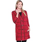 MULTIPLES womens 3/4 Sleeve Lapel Collar 2-pocket Button Front Long Sweater Cardigan