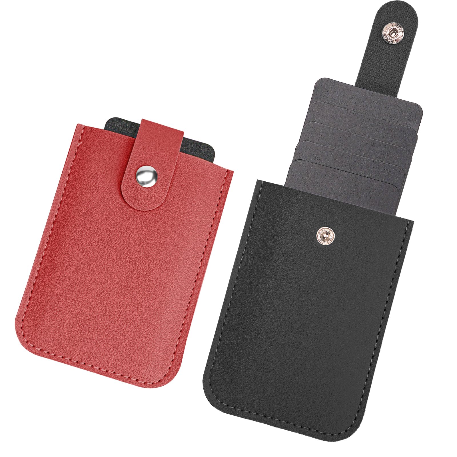 Photo 1 of ****ONLY ONE****Adorila 2 Pack Slim Minimalist Wallet, Leather Pull-Out Credit Card Holder, Hidden Small Card Wallet for Men and Women (Black & Red)