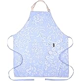 Premium Adjustable Cooking Aprons for Women with Pockets| Poly-Cotton Waterproof Kitchen Apron| Cute Floral Design, Long Ties
