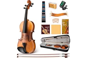 CAHAYA 4/4 Violin Full Size - Violin Set for Beginners with Hard Case Violin Kit Full Wooden with Shoulder Rest, Rosin, Tuner