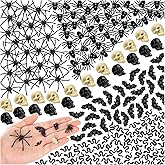 280 PCS Fake Spider Plastic Bats Mini Skulls Snake Halloween Decoration Set | Halloween Miniatures, Fake Spiders, Mini Bats, Halloween Figurines for Fairy Garden Home Decorations