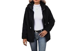 Vipwest Womens Fleece Jacket Fall Winter Full Zip Sherpa Coat with Hood S-5XL