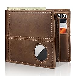 Mens Wallet With AirTag Holder, Bifold Leather RFID