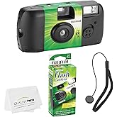Fujifilm QuickSnap Flash 400 Disposable 35mm Camera (1 Pack) Bonus Hand Strap + Quality Photo Microfiber Cloth
