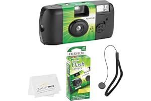 Fujifilm QuickSnap Flash 400 Disposable 35mm Camera (1 Pack) Bonus Hand Strap + Quality Photo Microfiber Cloth